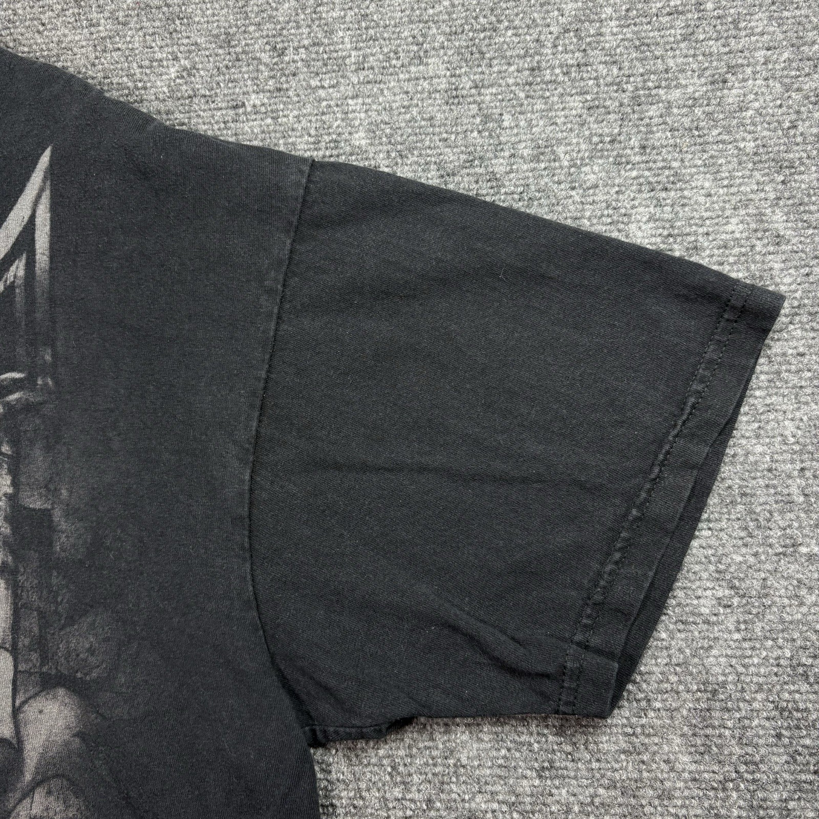 Y2K TAPOUT T-Shirt Men’s XL FADED Black Skull American Flag AOP Double Sided