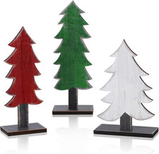 3 Pc Rustic Wooden Christmas Tree Tabletop Decor Farmhouse Holiday Centerpiece
