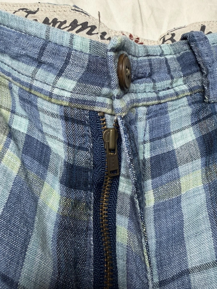 Tommy Bahama Shorts Mens 33 x 9 Blue Plaid Linen Blend Casual Summer Lightweight - Image 4 of 4