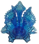 FENTON Colonial Blue Thumbprint Glass 3-Stem Epergne