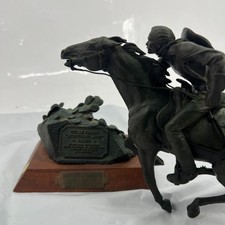 Vintage Wells Fargo Bronze Statue "Lightning Line Rider Cowboy damaged