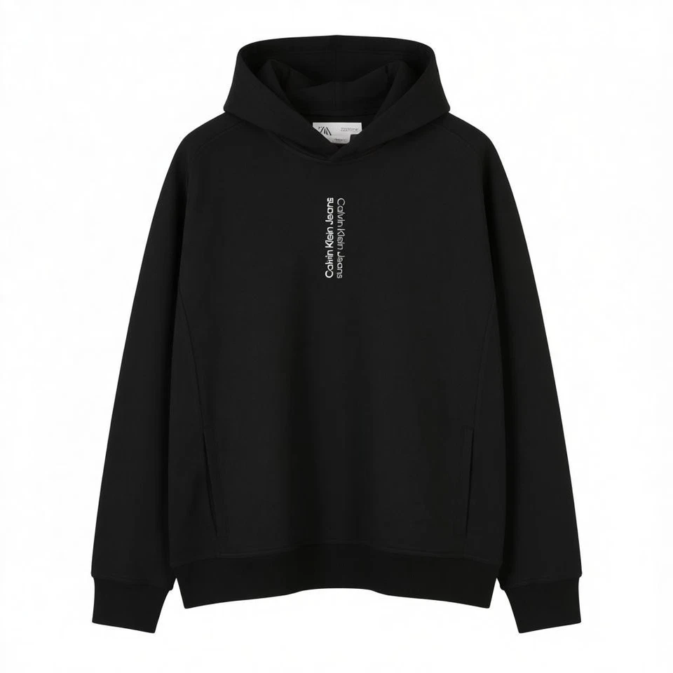 Hoodie Pour Hommes CALVIN KLEIN XL Noir En Coton Oversized Avec Logo à Capuche - Photo 1/4