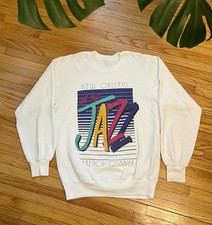 Vintage 80s Medium New Orleans Jazz Mardi Gras French Quarter Sweatshirt White