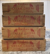 LOT of (4) Vintage Wooden Cream Cheese Boxes~Raskas Brand~St.Louis,Mo