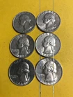 Group of 6 Washington Quarters--1964-D