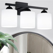 3-Light Matte Black Bathroom Vanity Light, Modern Bathroom Light Fixtures Ove...