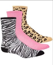 Jenni 3 Pairs Animal Print Crew Socks