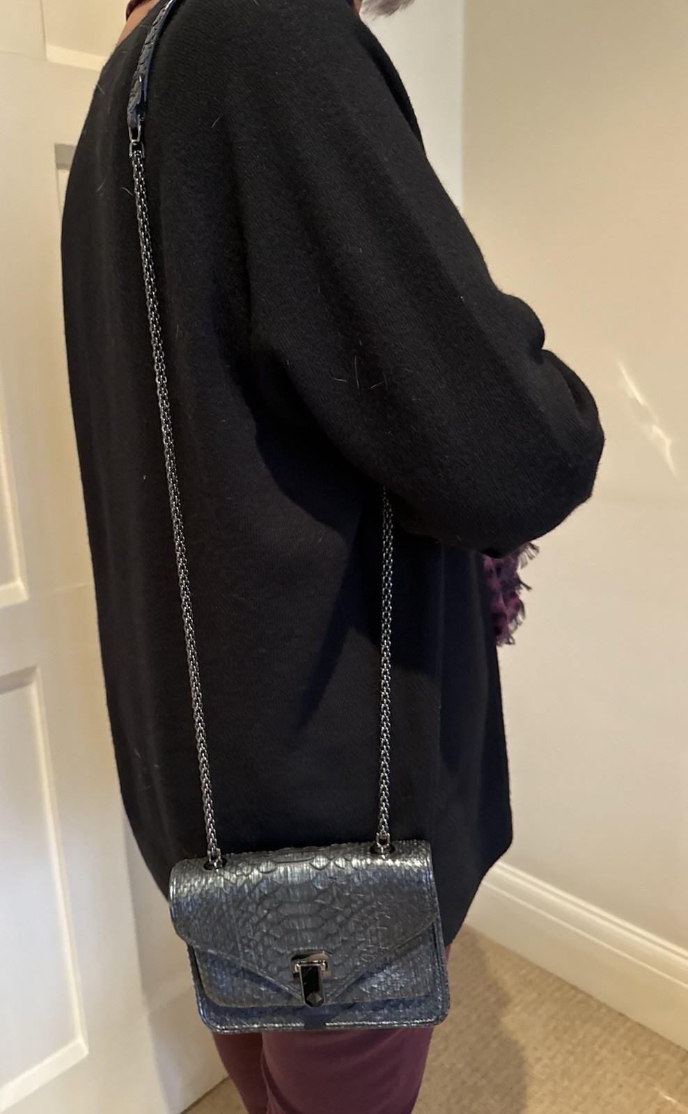 Baraboux Python-Embossed Leather Crossbody Bag Bl… - image 9