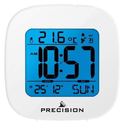 Precision AP058 Wecker weiß Einheitsgröße LCD-Hintergrundbeleuchtung Schlummertaste Tag/Datum