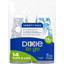 Disposable Insulated Paper Coffee Cups with Lids 12 oz 14 ct Hot Cold Beverages