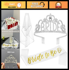 Bachelorette Party Decorations Set - Bride Crown, Sash Veil - Bridal Shower Gi