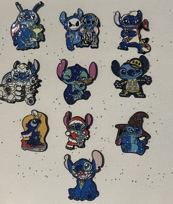 Disney Stitch Enamel Pin Lot of 10 Cute Fantasy Pins Halloween Christmas