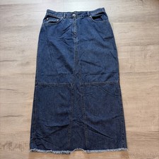 VTG EUC RALPH LAUREN JEANS COMPANY DENIM SKIRT 14 WESTERN Y2K RAW HEM FRAYED
