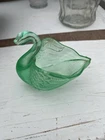 GLOWING Vintage 1930's Fenton Vaseline/Uranium Green Glass Iridescent Swan