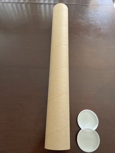 Premium Kraft Mailing Shipping Poster Tubes with Plastic End Caps 3" x 24"