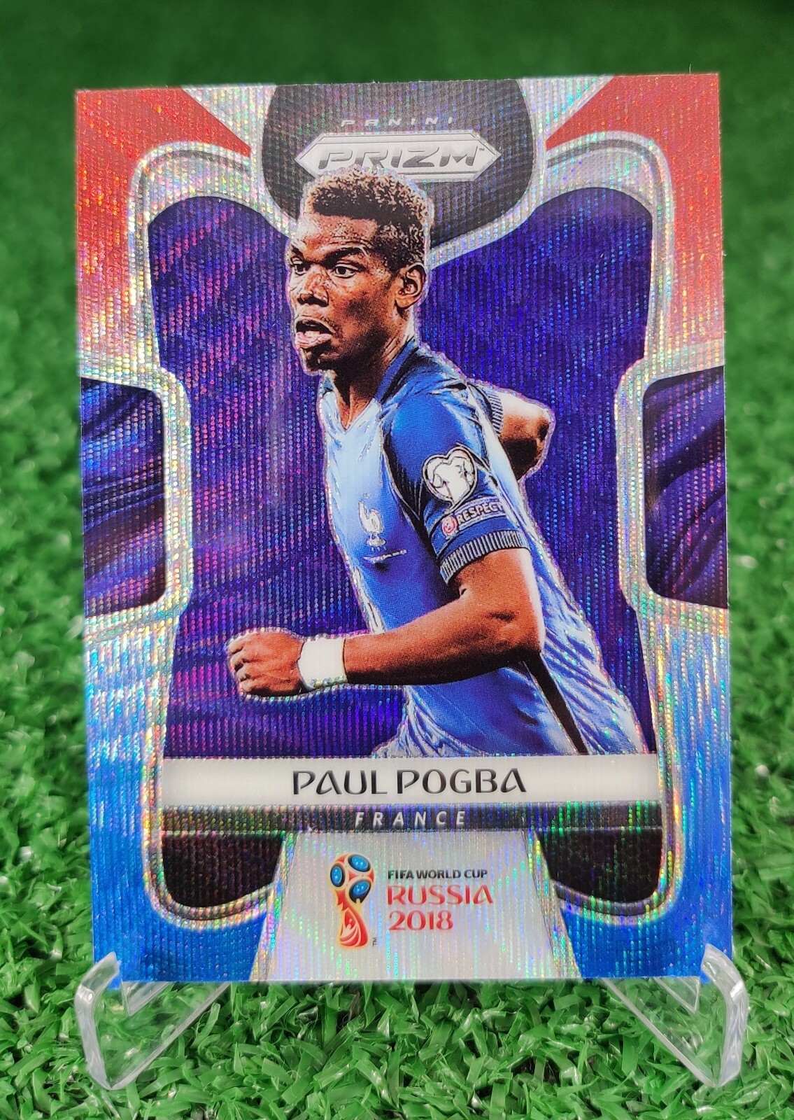 2018 Panini Prizm World Cup Red and Blue Wave #74 Paul Pogba France Euro Invest