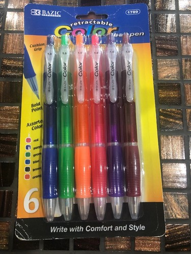 Bazic 6 einziehbarer Farbstift mit gepolstertem Griff
