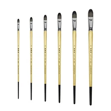 XDT#6386 Filbert Style Paint Painting Brushes Set 6 Piece Hog&Nylon Hair