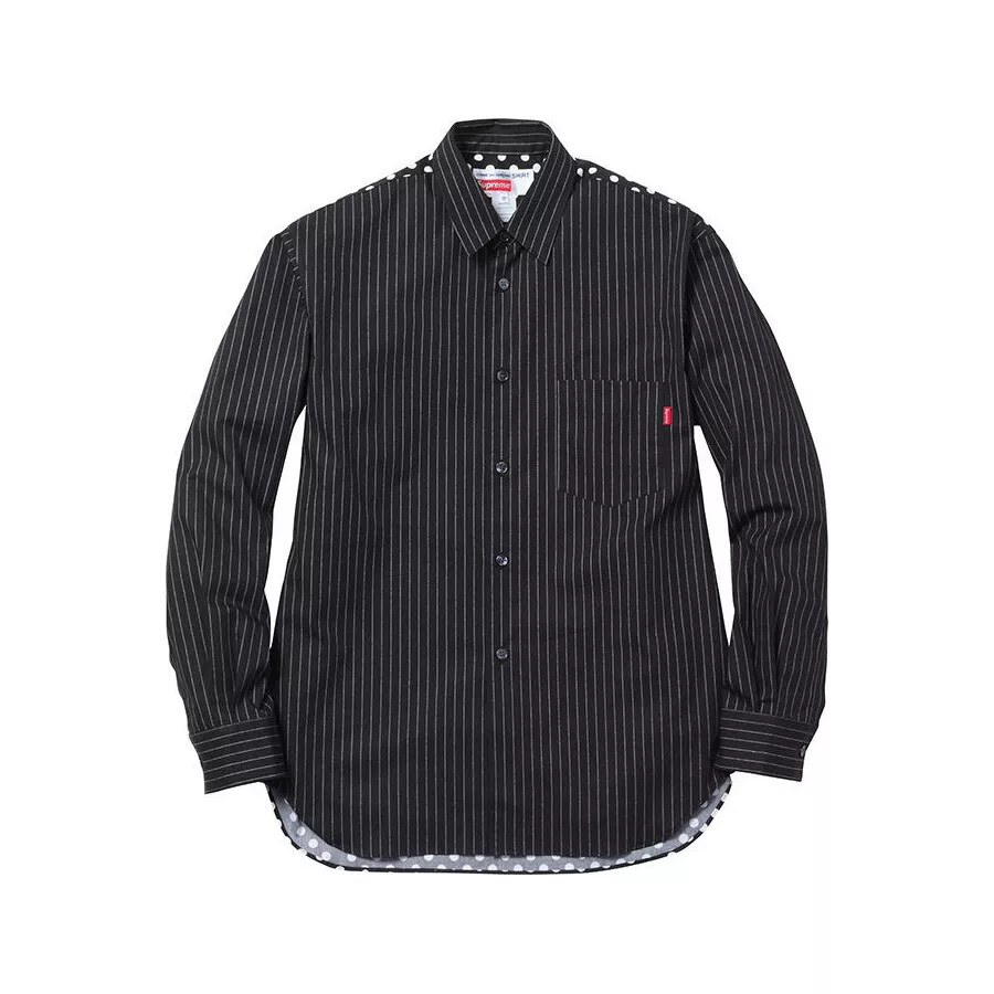 Supreme Black Collar-Logo Long Sleeve T-Shirt (FW14)