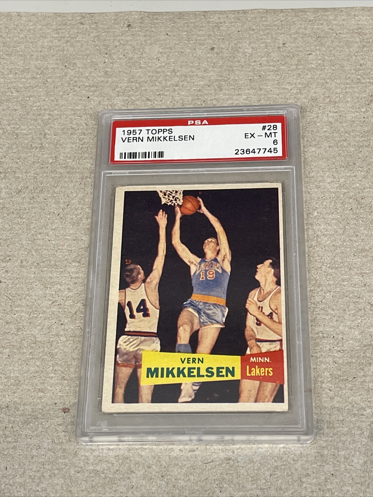 1957 Topps basketball #28 Vern Mikkelsen-PSA 6-SP (R) (HOF)