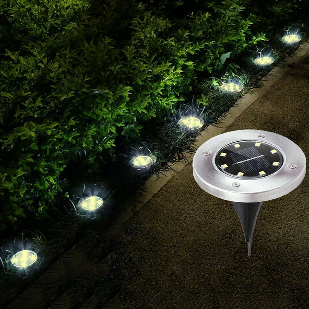 4 Pack Solar Ground Lights Outdoor Waterproof Garden Pathway Landscape Lighting