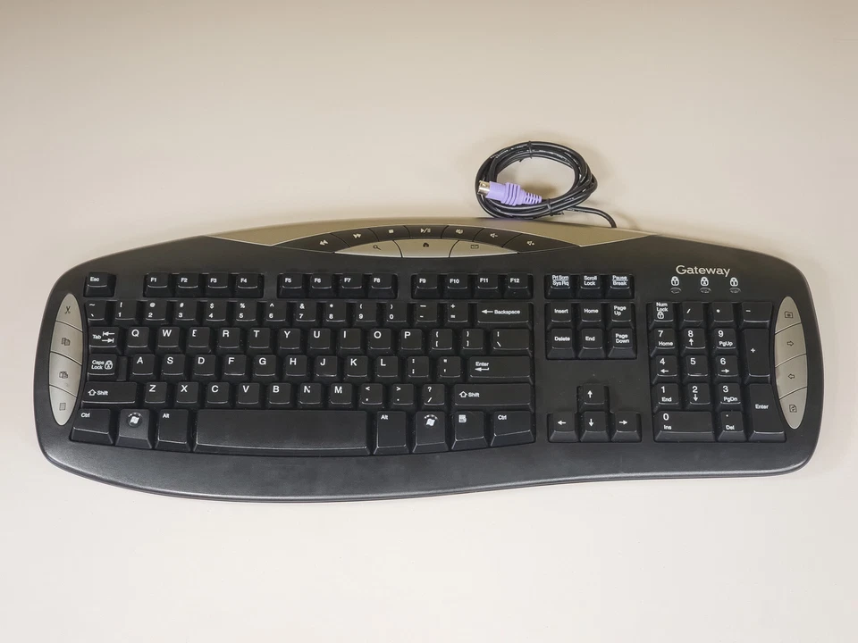 Gateway KB-0401 Black Silver Wired PS/2 Multimedia Keyboard Cleaned and Tested - Image 2 of 4