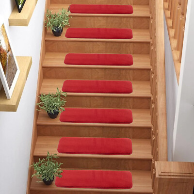 Stair Treads Skid Slip Resistant Indoor Soft Pile Red Tread Size