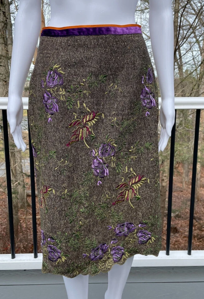 Falda Etcetera Mujer Mezcla Lana Dobladillo Vieira Multicolor Talla 4