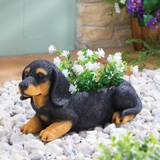 Dachshund Planter Garden Patio Polyresin Weather-resistant