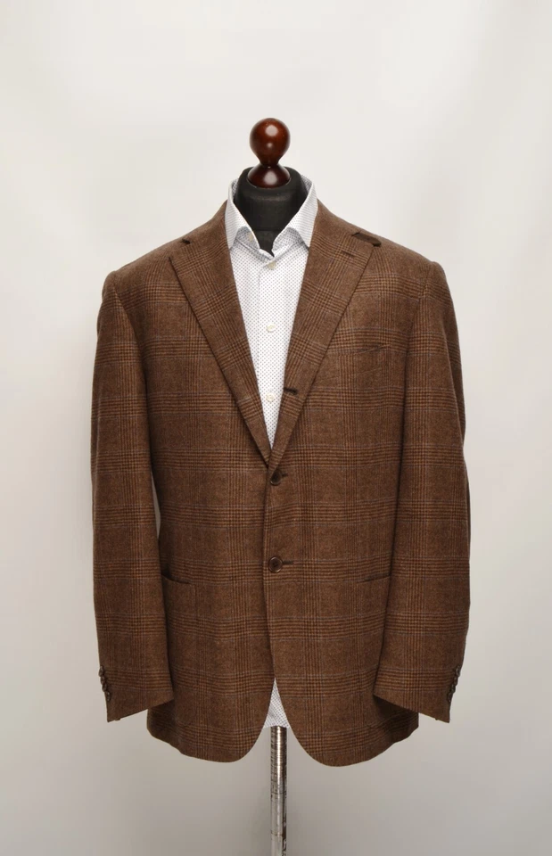 CORNELIANI Brown Glen Check Wool/Cashmere 2/3Btn EU 54R UK,US 44R Blazer Jacket - Image 2 of 4