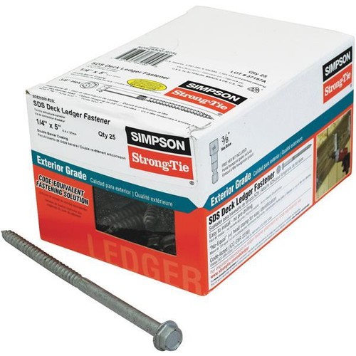 Simpson StrongTie 1/4" D X 5" Hex Drive Deck Screw 25/Pk SDS25500R25L 707392841005 eBay