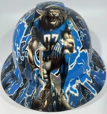 New Full Brim Hard Hat Custom Hydro Dipped DETROIT LIONS