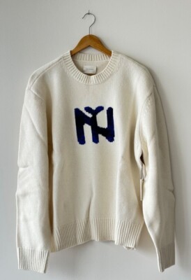 Aime Leon Dore Intarsia Knit New York Cream Sweater Yankees - Men