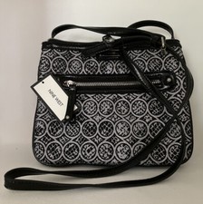 Nine West black crossbody purse Faux Leather Expandable NWT Hot Pink Inside