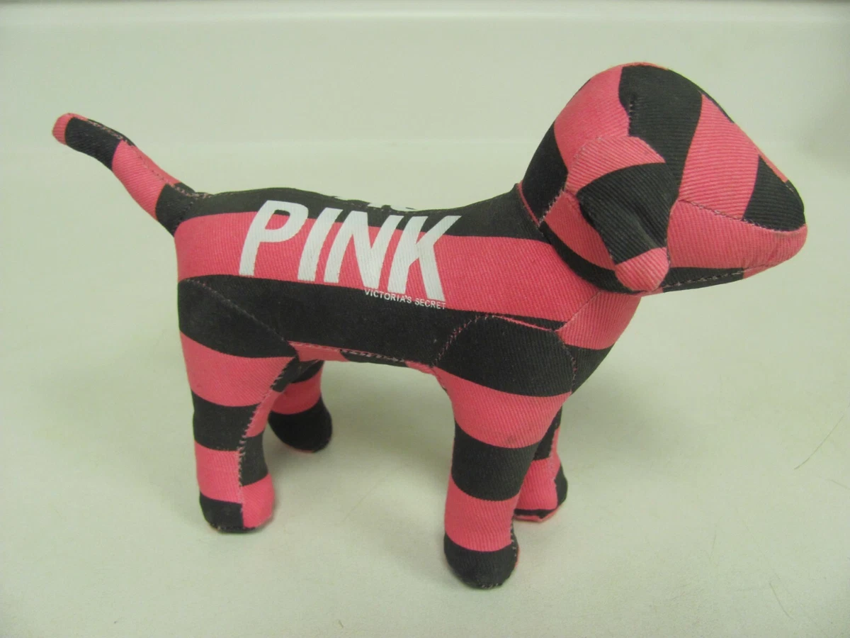 Victorias Secret Love Pink Dog Plush Pink Black Striped Stuffed Animal |  eBay