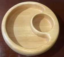 Wooden Round Dip and Chip Serving Tray