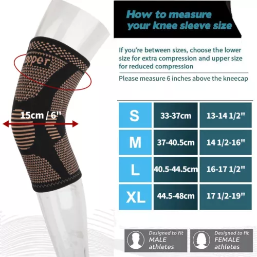 Copper Knee Sleeve Running Working Out Fitness Weightlifting for Women and Men - Picture 6 of 24