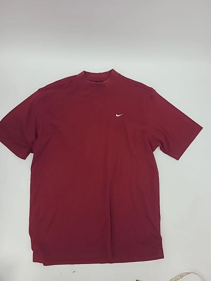 Vintage Nike Golf Mock Turtleneck Short Sleeve Shirt Maroon, 90s Large - Image 2 of 4