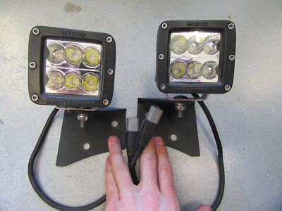 2x Rigid Cube LED Lights with JK Lower Windshield mounts