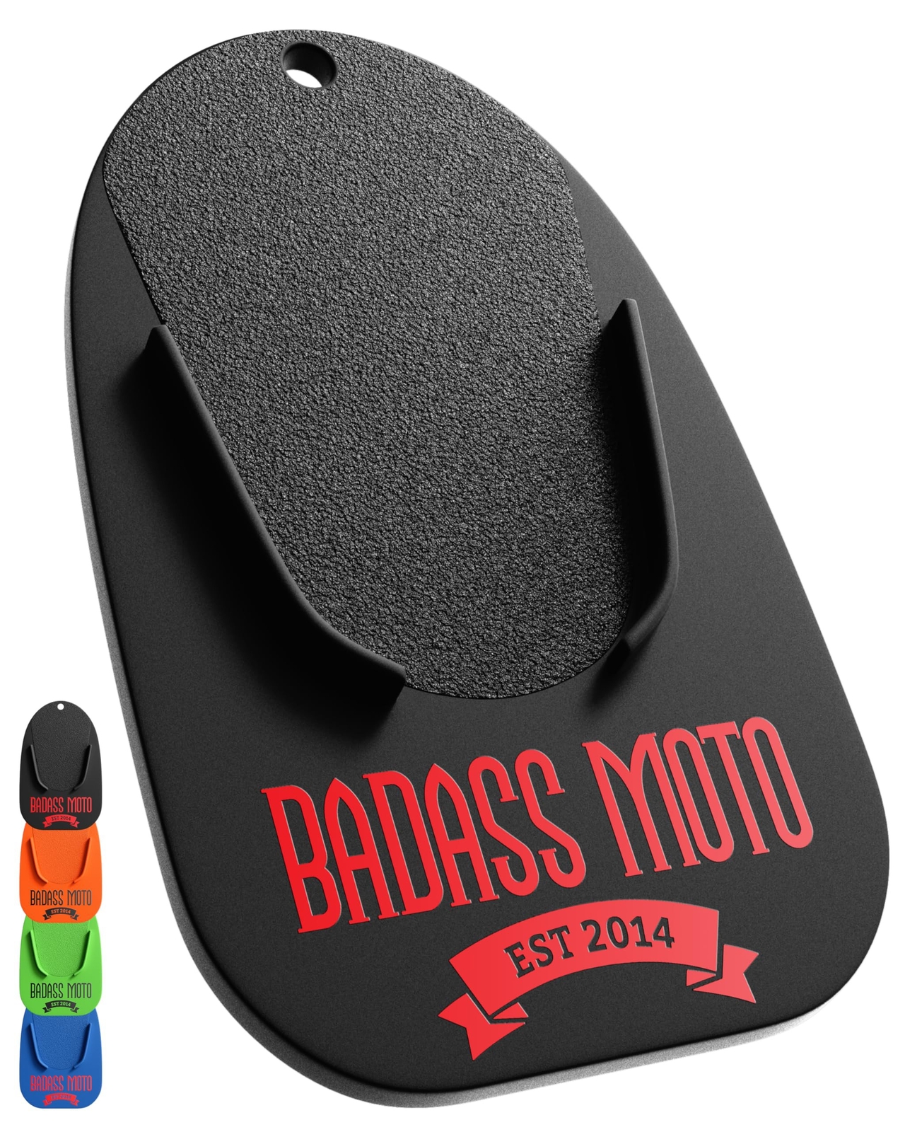Motorcycle Kickstand Pad - Black - Rugged Kick Stand Coaster/Support Plate