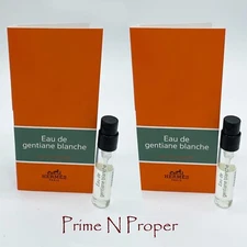Rare .....2 x Hermes Eau de Gentiane Blanche Eau de Cologne Spray Men 2 ml