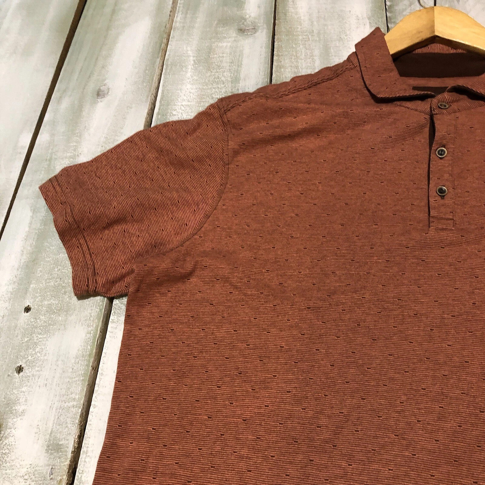 prana burnt orange polo golf short sleeve organic cotton outdoors shirt