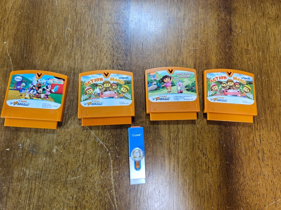 VTech V.Smile Game Cartridge Lot of 4 Dora Mickey Mouse Action Mania & V Link - Image 2 of 4