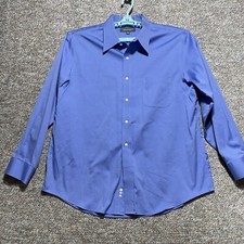 CROFT  BARROW Men's Dress Shirt Pinpoint Non-Iron 100  Cotton Blue 34/35