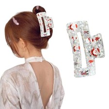 Christmas Hair Clips - Acrylic Square Large Claw Clips for Styling Santa Clau...