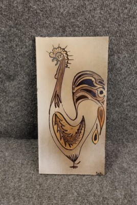 Carreau Mural signé Michel Bailly Coq Stylisé Vintage 70-80