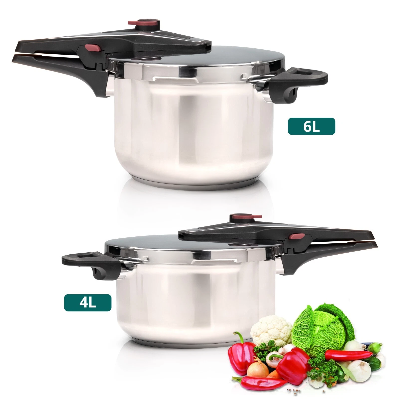 4/6 Litre Dual Handle Stainless Steel Pressure Cooker Kitchen Catering Cookware
Opens in a new windo