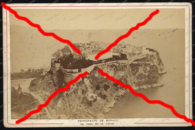 Kabinett-Foto-Principaute de Monaco-La ville et le Palais-um 1880-