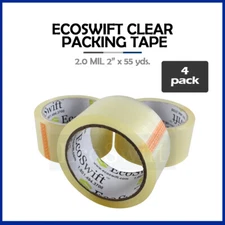 4 ROLLS EcoSwift Carton Box Sealing Packaging Packing Tape 2.0mil 2" x 165 feet