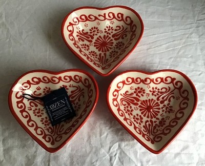 3er Set Dip-/Dippschalen ozen Keramik handverziert türkisches Herz.